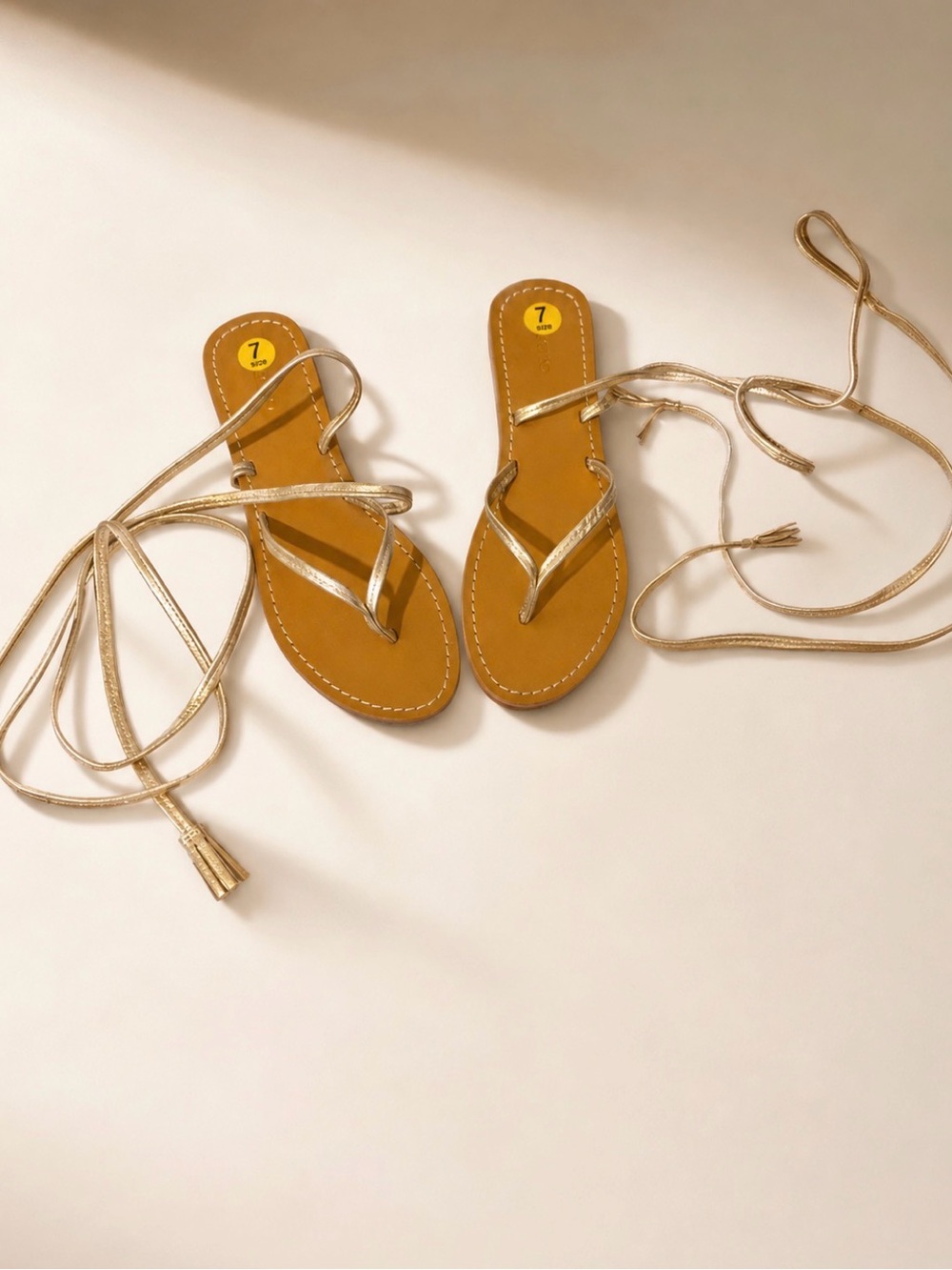 Anthropology Gold Strappy Lace-Up Women's Sandals